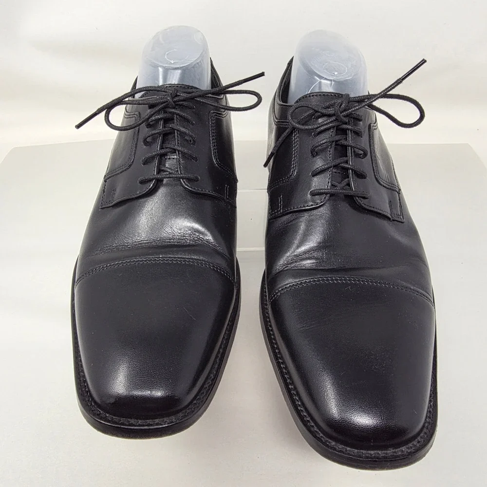 J. Murphy Johnston & Murphy Dress Shoes Men 11 WIDE Cap Toe Black Leather Oxford